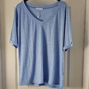 UEU Blue V-Neck Women's Top, Small